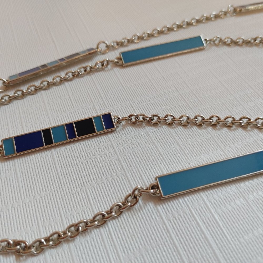 Long Double Strand necklace with rectangular block